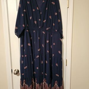 Torrid Dark Blue Dress with Paisley Accents 5 5X 28